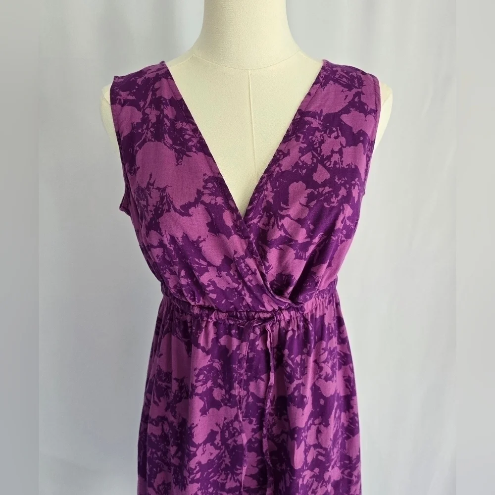 Eddie Bauer Purple Floral Cotton V-Neck Sleeveless Dress Sz. 6 - Picture 3 of 13